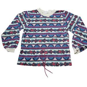 Vtg Classics By Youngland Floral Aztec Print Longsleeve Shirt Girls Medium 8-10